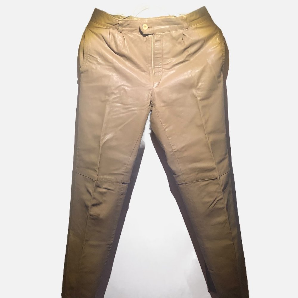Vintage Italian Vera Pelle Brown Leather Pants | Monpel S.p.A. | EU 48 / US 32